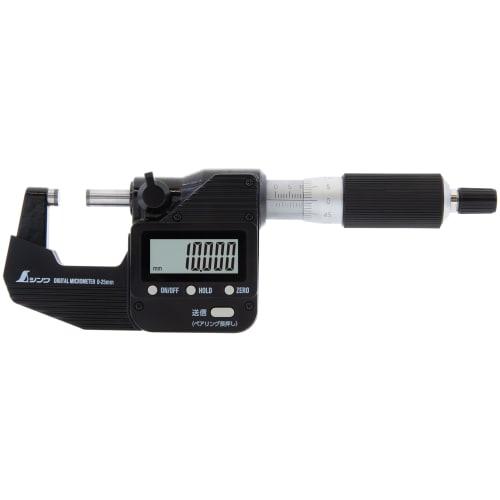 Shinwa Sokutei Digital Micrometer, 0-25mm, Dustproof and Waterproof, with Data Transfer Function, 19825