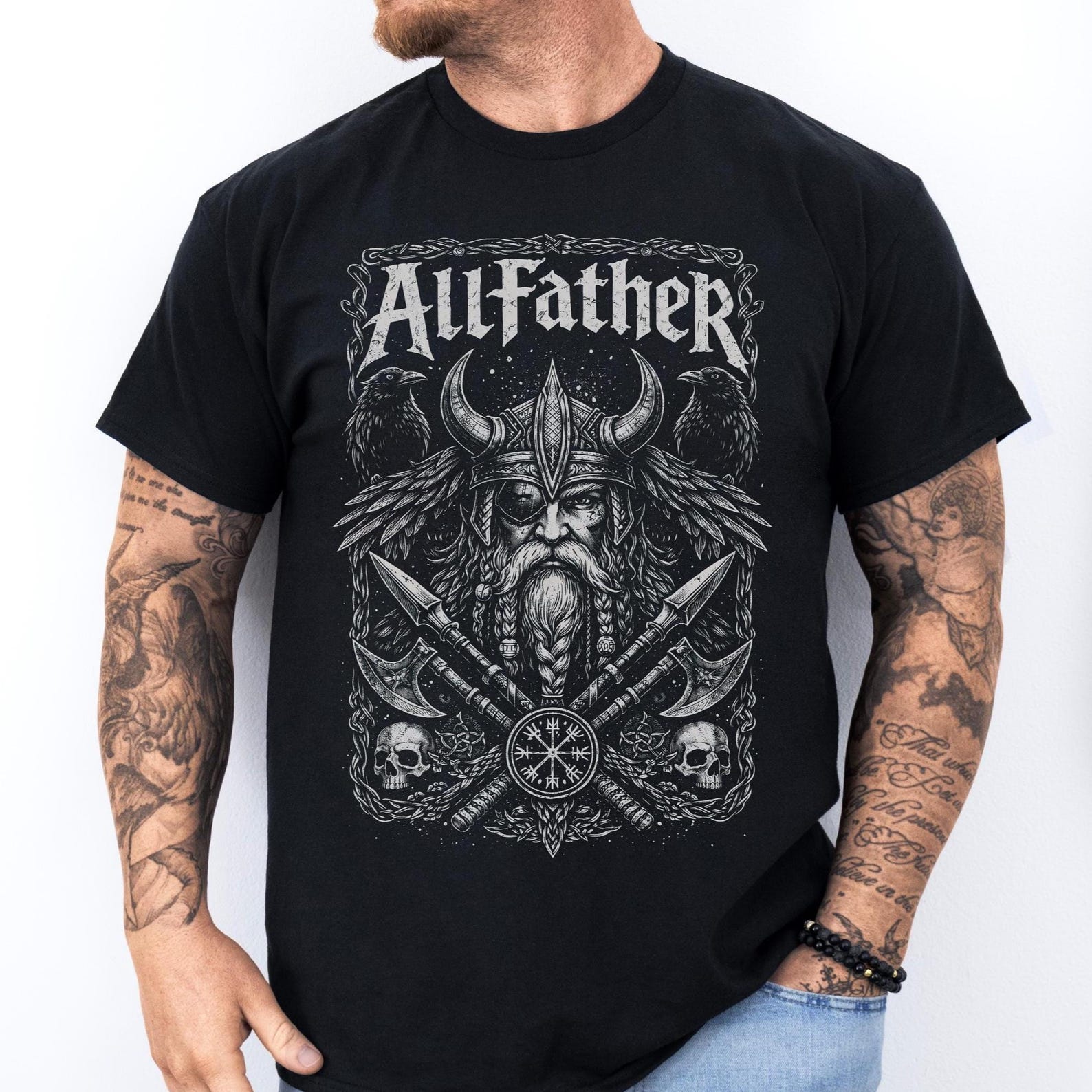 Odin T-Shirt: Norse Pagan Shirt | Allfather Nordic Unisex Tee | Viking Warrior Myth Apparel 3XL