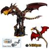 Non-Toxic 1439Pcs Mechanical Fire Dragon Blocks Mythical Creatures Series Light Connectable Animal Model Creative 3D Desk Decor Gift
