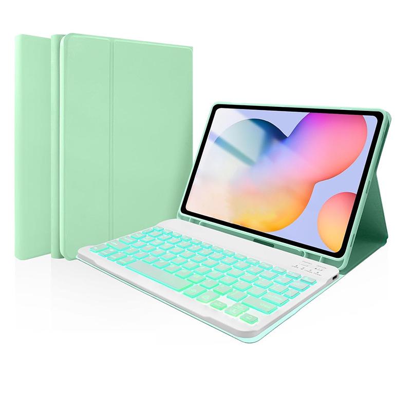 Compatible Protective Case with Seven-Color Backlit Detachable Bluetooth Keyboard for iPad Pro 11"/10.2", with Pen Slot.