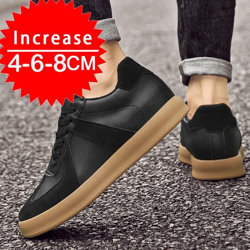 Men Women Genuine Leather Casual Elevator Shoes Leisure Sneakers Sports Zapatos Mujer Men's Height Increasing Shoes Tennis Shoes