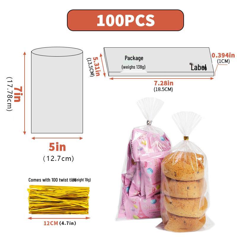Clear Drawstring Packaging Bag for Cookies, Bread, Candy, and Baked Goods