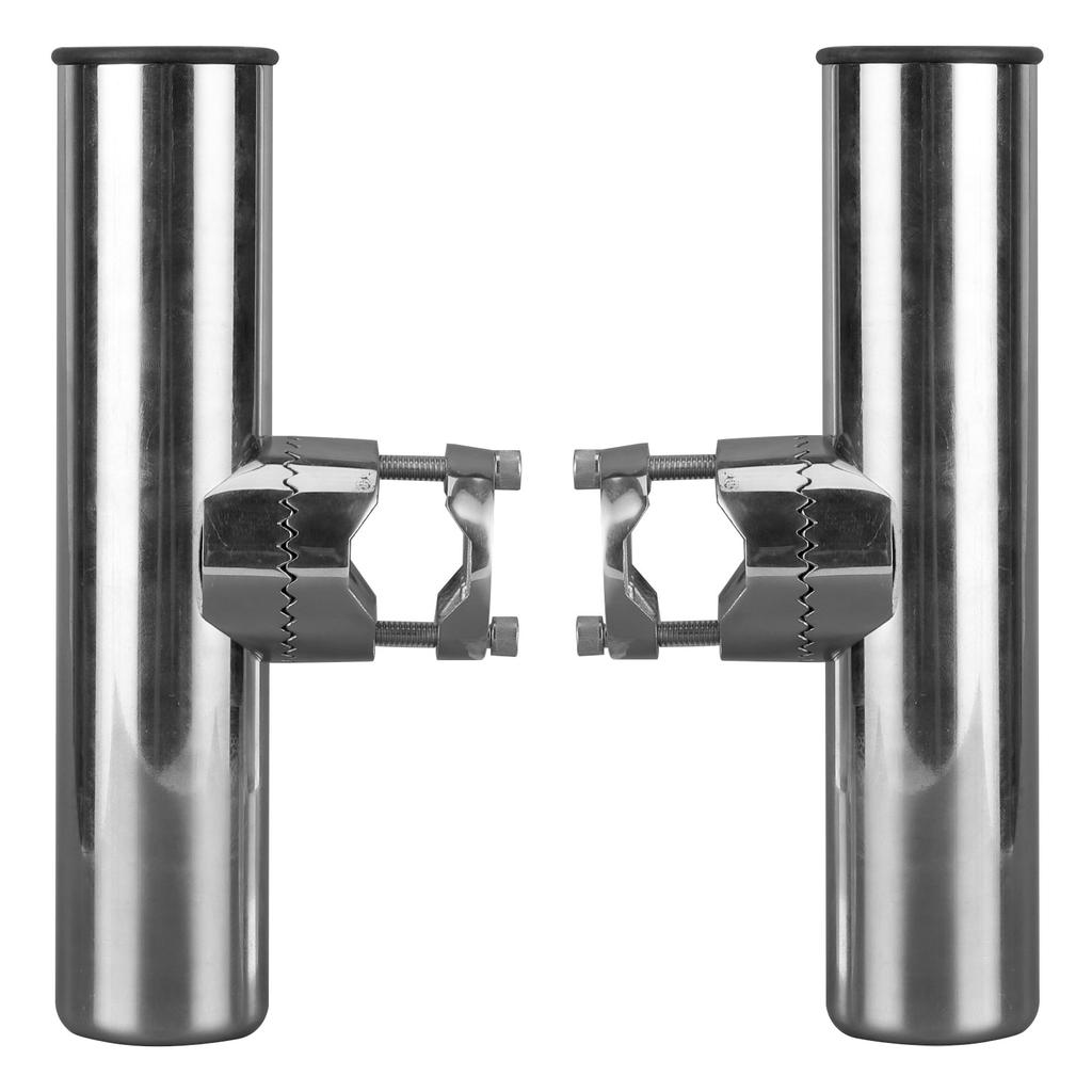 2 Stück Edelstahl-Angelrutenhalter für Schienen 1 Zoll bis 1 1/4 Zoll Schienenmontage Stangenhalterung