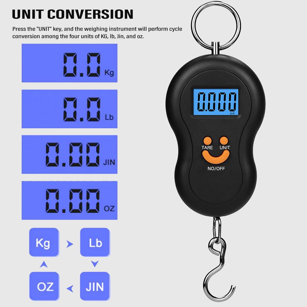 Electronic 50Kg 10g Hanging Scale LCD Kitchen Digital Scale BackLight Fishing Weights Pocket Scale Travel Luggage Scales