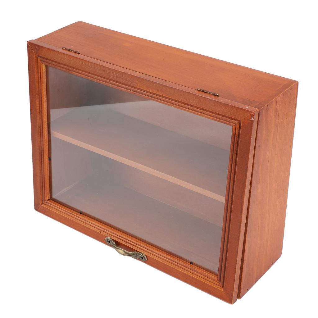 Wood Desktop Organizer Freestanding Wooden Display Shelves Desktop Display Cabinet for Mini Figures Cosmetics