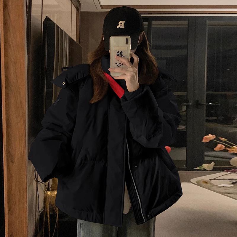 2024 Gray Cotton-Padded Jacket for Girls - Autumn/Winter Style for Middle/High School Students