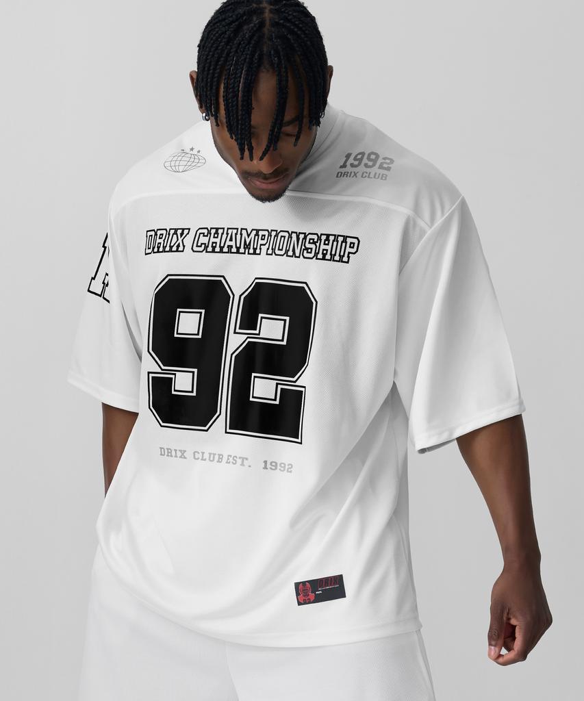 DRIX Maglia Rugby Oversize in Rete Manica Corta_Bianco