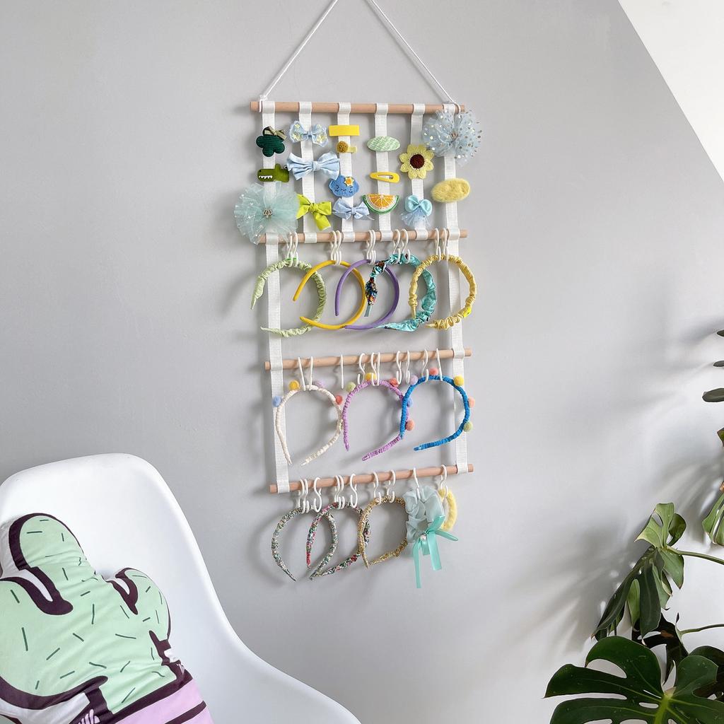 Hanging Hair Clip Holder and Storage for Women Girls Hair Accessories, Boho Wall Decor, Suitable Home Door Closet Bedroom Deco