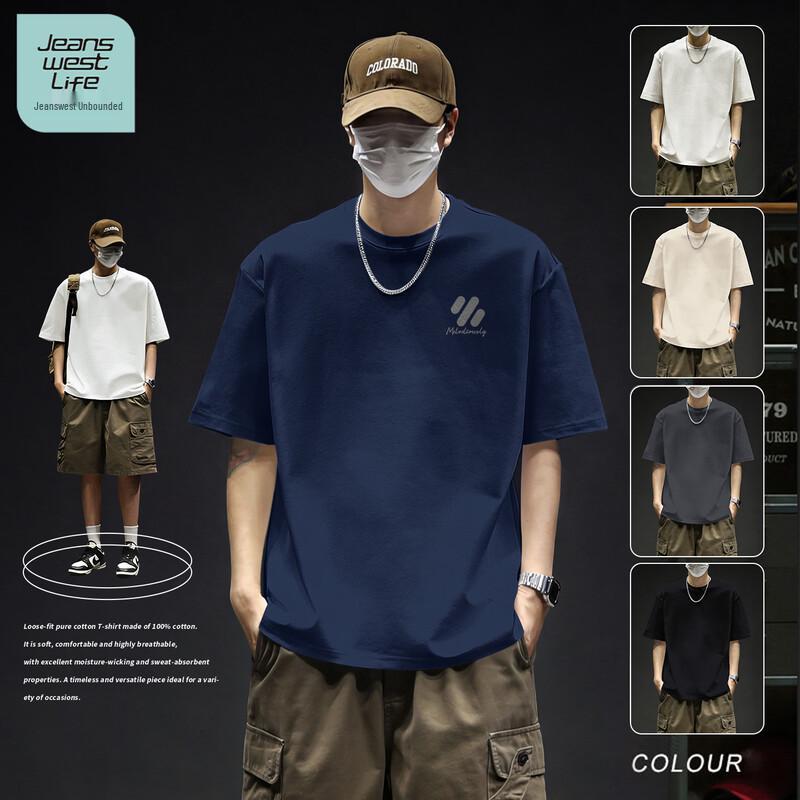 JEANSWEST LIFE Men s Heavy Cotton Short-Sleeve T-Shirt L