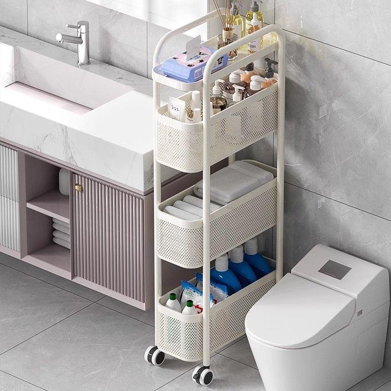 Narrow Multi-Layer Mobile Storage Rack for Kitchen, Bathroom, or Fridge
