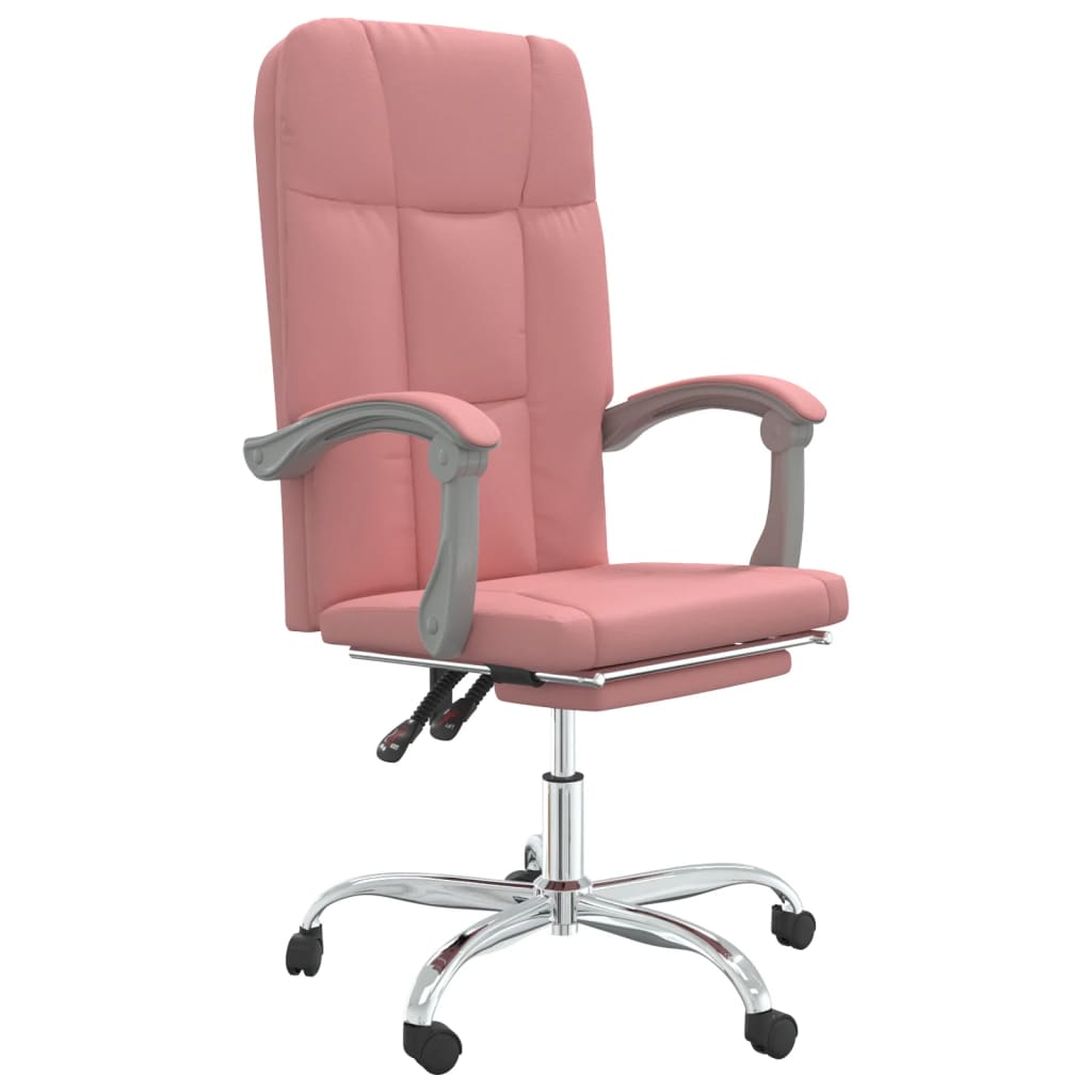Office Chair with Reclining Function Pink Faux Leather
