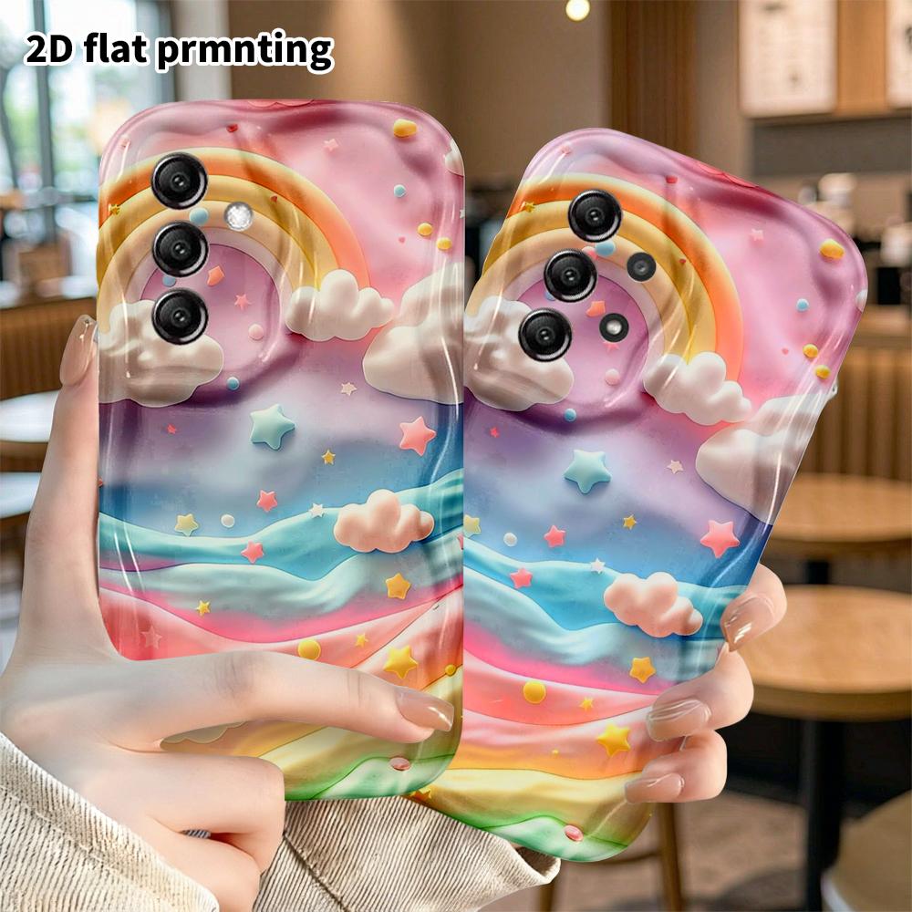 Phone Case: 2D Flat Samsung Galaxy A34 A35 M05 M06 S20 S22 S21 FE Plus 5G Protective Case, Rainbow Cloud Sea, Christmas and Halloween Gifts