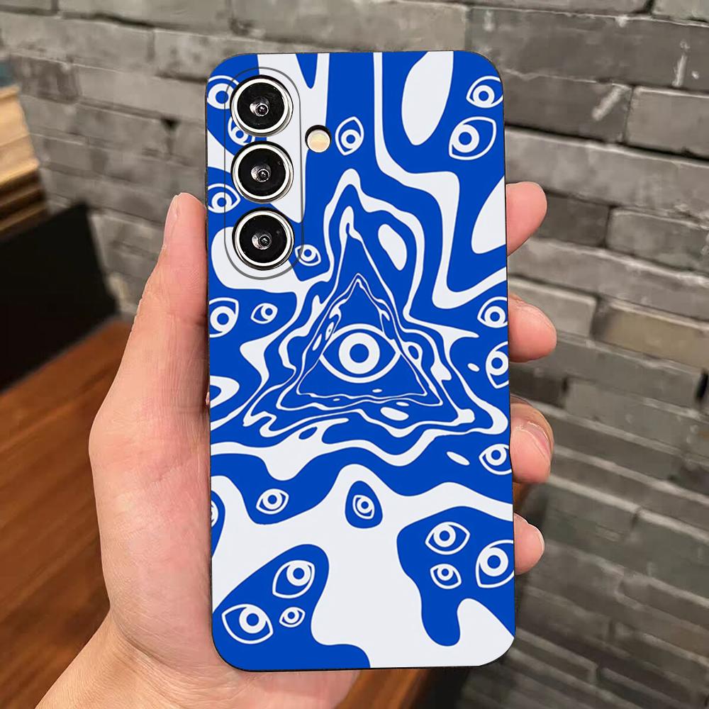 Vintage Evil Eyes Blue Phone Case For Samsung S25 Edge S24 S23 S22 S21 S20 Ultra Plus Fe Galaxy A54 A53 A34 A25 A16 Silicon Cove