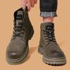 Men's and Women's Retro Style Plush Lined Leather Martin Boots - Trendy British High-Top Work Boots