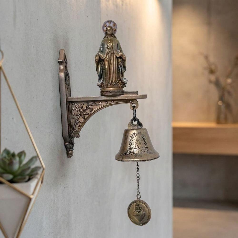 Metal Bell Medal Doorbell Religious Virgin Mary Statue Sturdy Durable Holy Resin Figure Chapel