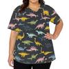 Top da Lavoro da Donna a V Manica Corta con Tasche Stampa Animali Cartone Animato Uniforme Medica Vestibilità Comoda Tessuto Resistente