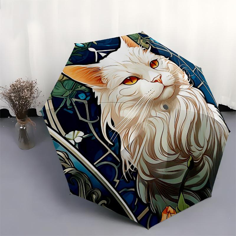 1pc Art Nouveau Cat Portrait Umbrella with Plastic Handle,Suitable for All Seasons Home Travel Outdoor UmbrellaDD205