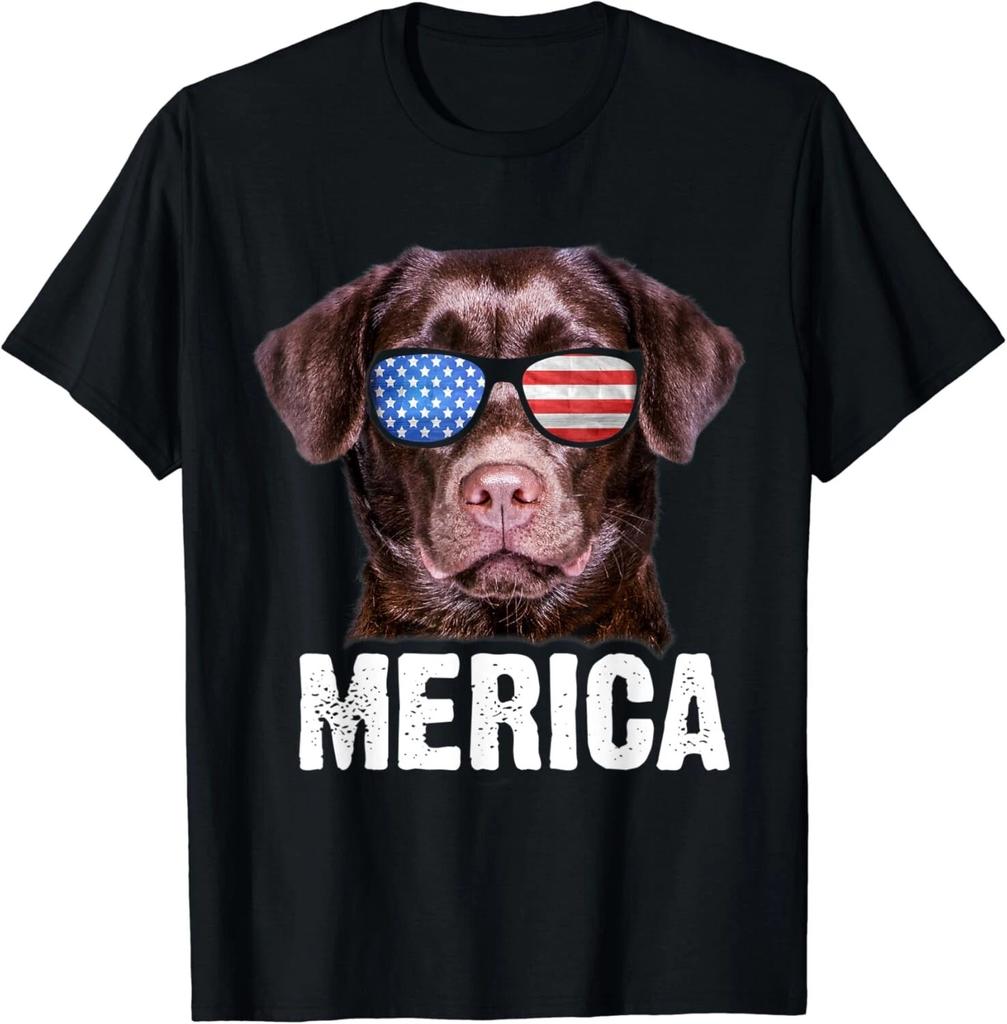 Chocolate Lab USA 4th July American Flag Labrador Dog Gift Unisex T-Shirt