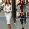 European and American Women's Clothing Independent Station Solid Color Long-sleeved Suit Collar Single-breasted Slim-fitting Long Suit Dress