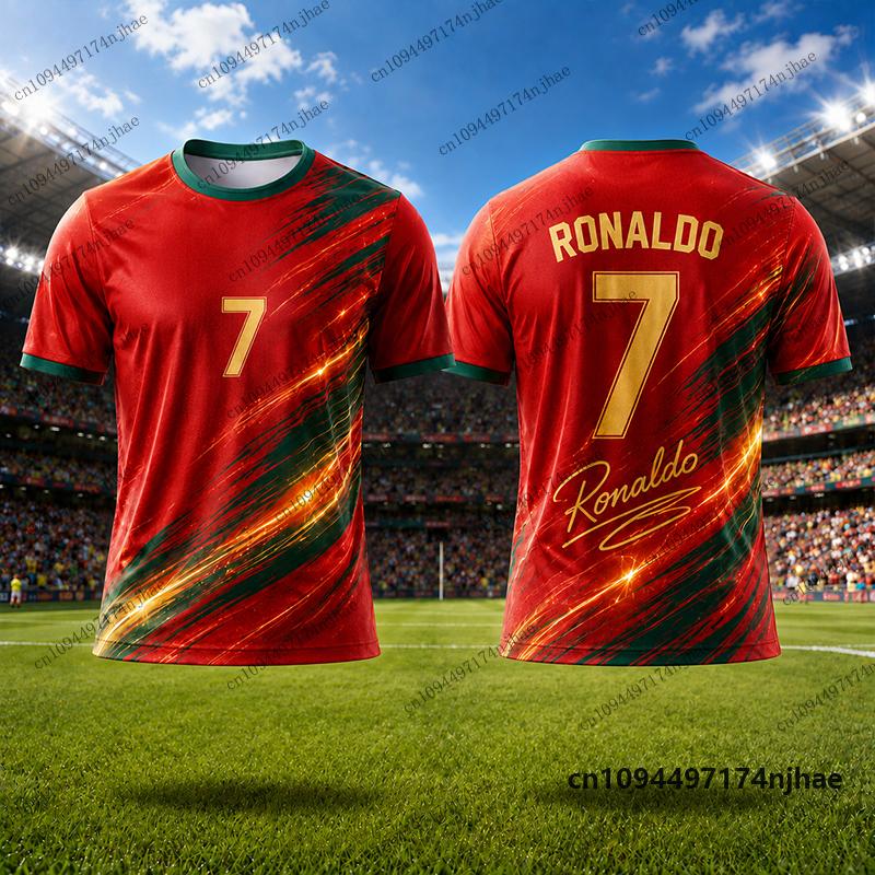 2 Piece Outfits Children's Tracksuit Ronaldo #7 Print T-shirt+Shorts Sets Portugal Fans Football Suit Sports Kids/Adult Clothes