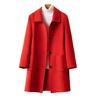 Women Single Breasted Pea Coat Mid Length Wool Blend Trench Coat Notch Lapel