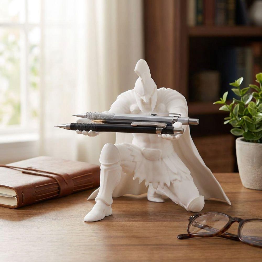 3D Printed Warrior Pen Holder Plastic Figurine Fountain Pen Holder Home Office