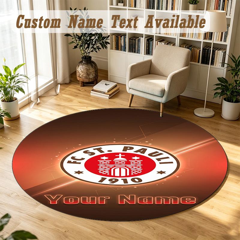 Round Rug Custom NameFC St. Pauli Pattern Non Slip Carpet Home Floor Decor