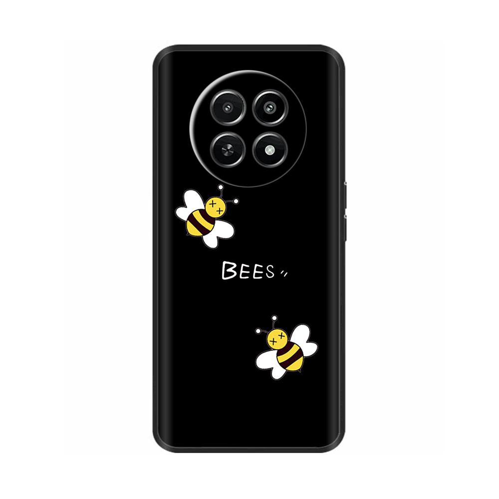 Für Realme 12 5G 12X Handyhülle Cover Blumen Aufdruck Weiches Schwarzes TPU Fundas Für Realme12 12 X Bumper Schale Para Coque Etui Capas