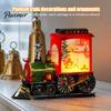 Snowy Christmas Night Ornament Train Snow with Light, Battery Powered Winter Desktop Decor Decoration, Swirling Glitter Decor, Lighted Tabletop