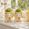 Decorative Resin Flowerpot Holding Pen Cat Planter Pot, Shaped Flowerpot, Office Desk Succulents Plants Container for Home Balcony Flower Pot