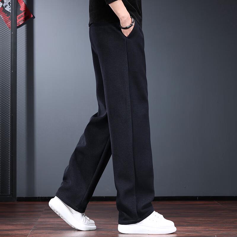 Men's Wool Blend Straight-Leg Casual Trousers