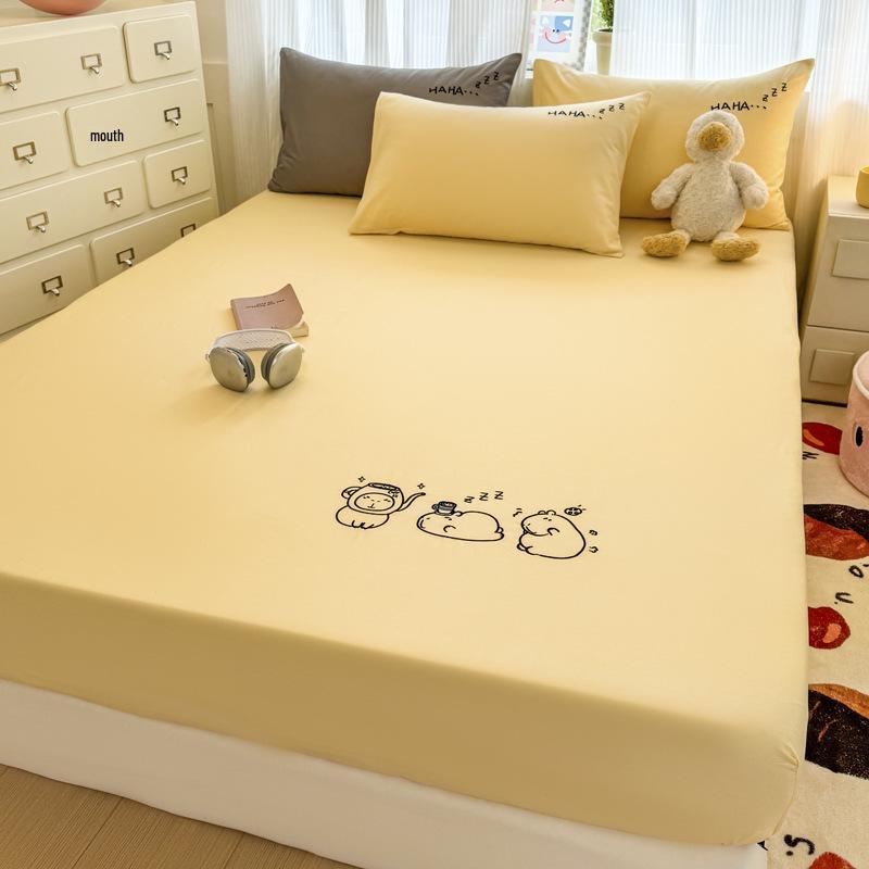 Class A 100% Cotton Fitted Sheet: Soft, Skin-Friendly, Breathable, Sweat-Wicking Mattress Protector for Dormitory Single Simmons.