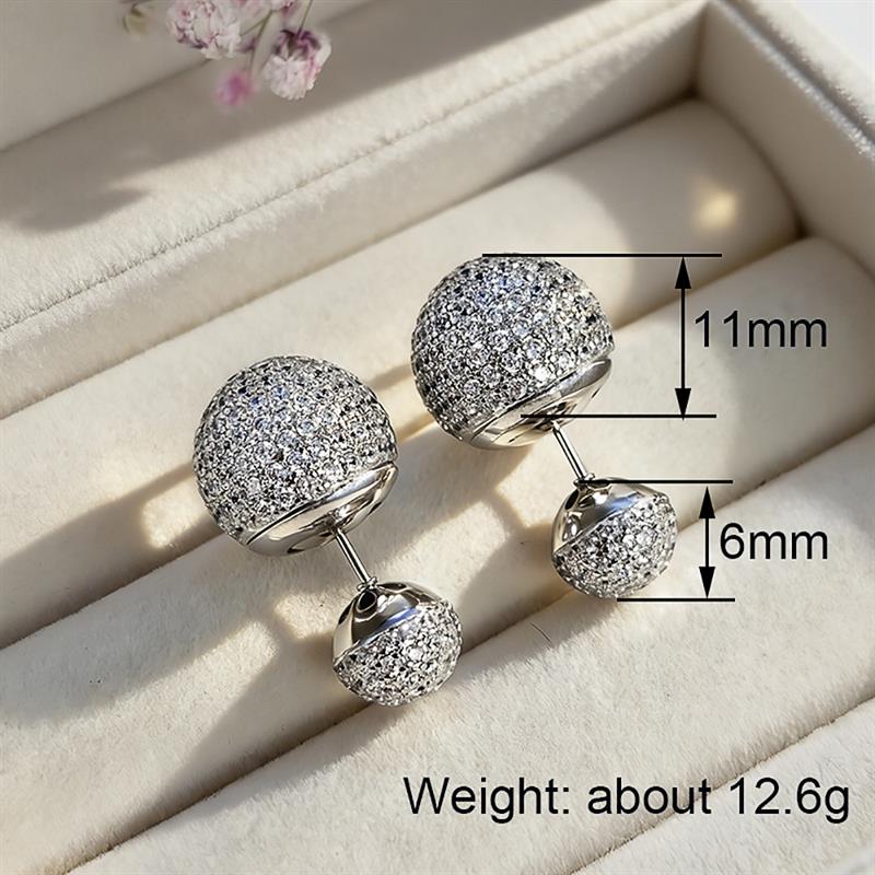 Xiaomi Huitan Double Ball Women Stud Earrings Full Bright CZ Versatile Party Daily Trendy Accessories Silver Color Gorgeous Jewelry