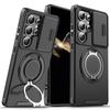 Armor Magnetic Bracket Case For Samsung Galaxy S25 S24 S23 S22 S21 Ultra Plus With Lanyard Slide Camera Protect Shockproof Cover