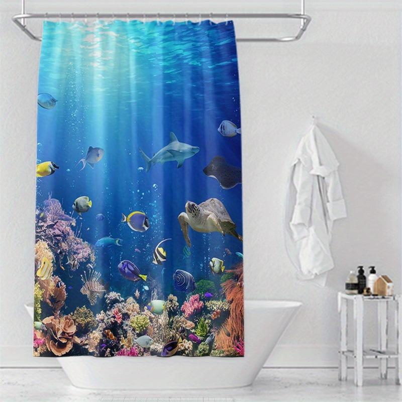 1Pc Vibrant Shower Curtain Polyester - With Hooks Waterproof Mildew Proof Easy Install Washable