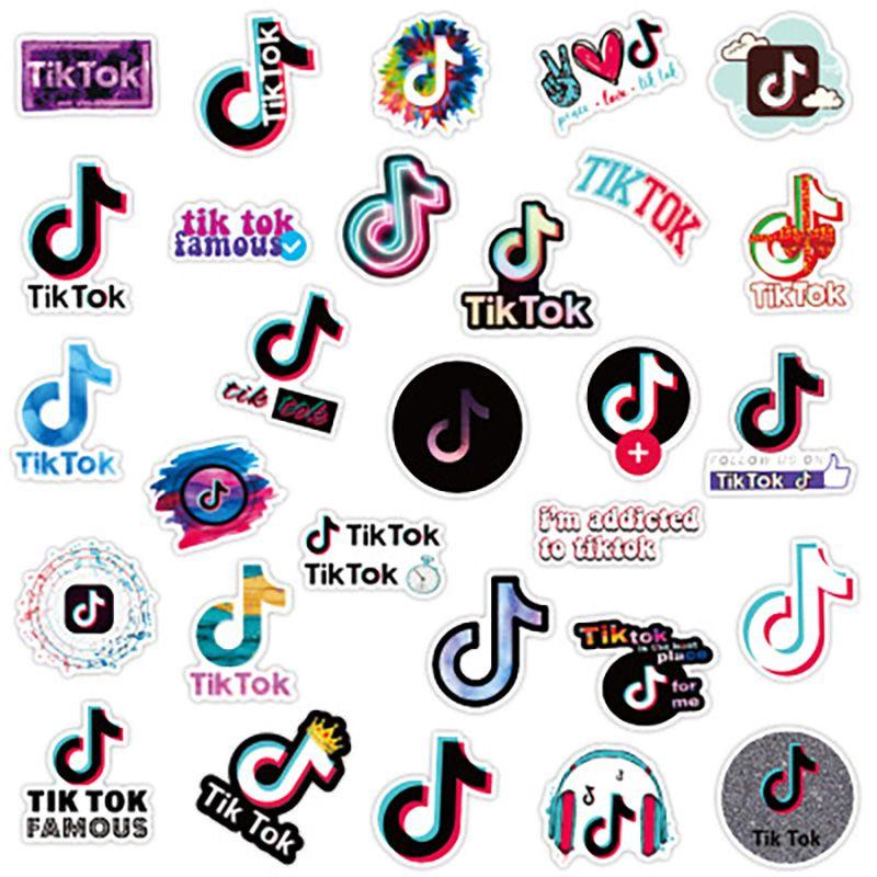 50pcs Waterproof Multi-color Tiktok Short Video App Logo Stickers For Creative Decor