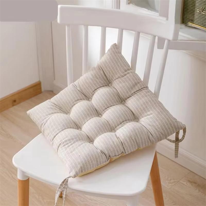 Warm Tone Simple Striped Print Chair Cushion Household Office Sedentary Thicken Soft Seat Pad Home Decor Non-slip Chair Mat