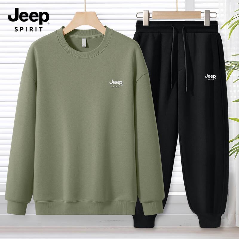 JEEP SPIRIT Men's 2025 Autumn Loose Fit Sweatshirt & Sweatpants Set