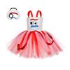 Pink Princess Tutu Dress, Retro Cowboy Denim Layered Kids Party Mesh Dress for Pretend Play