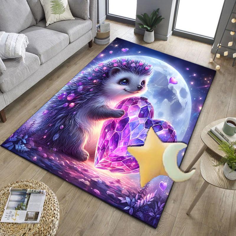 Sleepy Hedgehog Dreams Office Rug Chair Mat, Game Carpet, Suitable for Front Door, Bedroom, Living Room, Desk, Holiday Gift