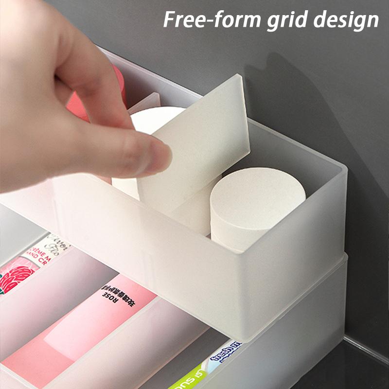 Japanese-Style Multi-Compartment Drawer Organizer With Transparent Tabletop Combinable