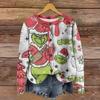 Women's Round Neck Top Printing Thickened Plush Cashmere Warm Long Top