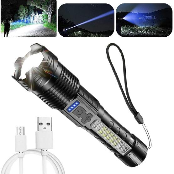 FETNHU Observatioy Flashlight, Observatioy Outdoor Lighting White Laser Flashlight, Observatory Flashlight with Cob Warning Side Work Light, USB