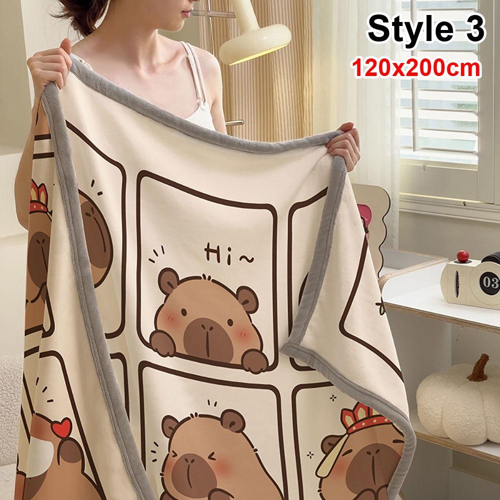 1Pcs New 120x200cm 150x200cm Thin Blanket Warm Cute Capybara Throw Blanket Flannel Soft Napping Blanket Bedroom Living Room