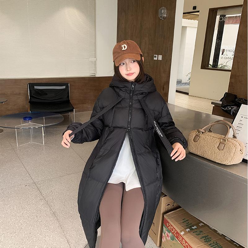 Premium Down Jacket Women's Medium and Long Over the Knee Winter New Fashion Casual Hooded White Duck Down Jacket