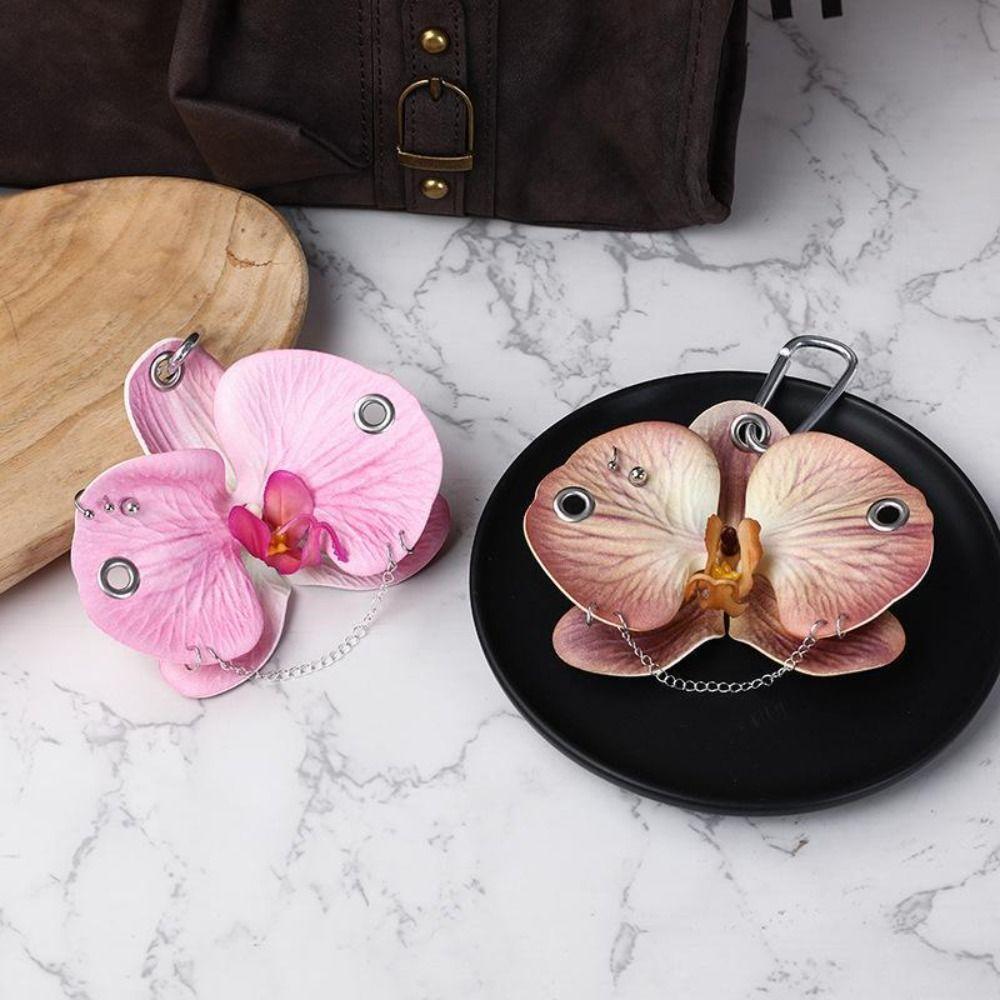 Rivet Phalaenopsis Orchid Keychain Phone Charms Bag Pendant Imitation Flower Pendant Gift Jewelry