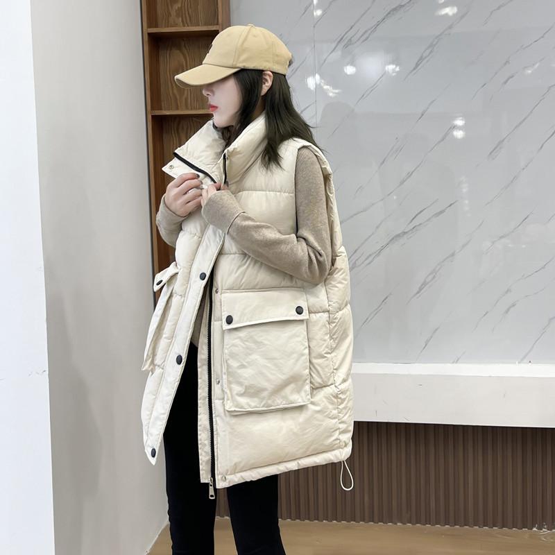 Daunenbaumwollweste Damen Mittel und Lang Herbst und Winter Neu Koreanische Version Lockere Weste und Westenjacke
