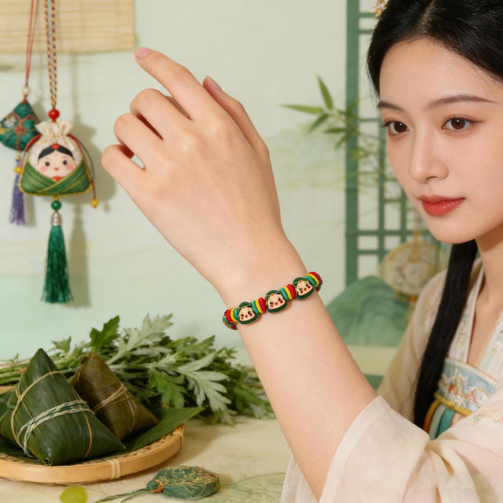 Handmade Five-Color Rope Bracelet for Children - Dragon Boat Festival Zongzi Design