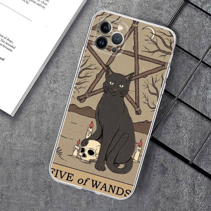 

Tarot Cat Art Print Phone Case Silicone Soft for iphone 14 13 12 11 Pro Mini XS MAX 8 7 6 Plus X XS XR Cover iphone 7 or 8