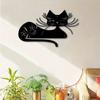 Black Metal Cat Wall Art 11.81 inch Iron Sculpture Indoor Outdoor Garden Patio Living Room Balcony Decor No Power Required Home Statue